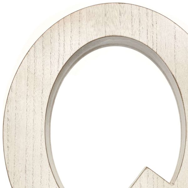 16" Distressed White Wash Wooden Initial Letter Q Sculpture - Image 3