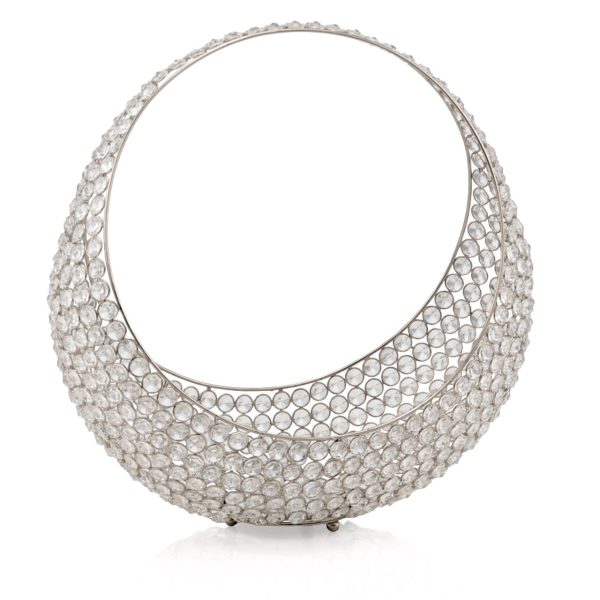 16" Silver and Faux Crystal Bling Ring Basket - Image 3