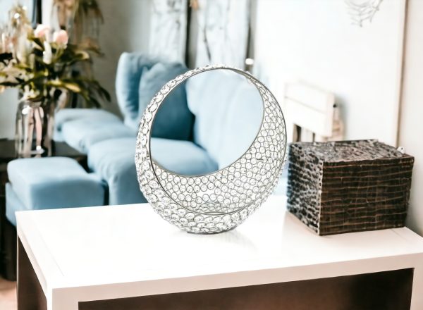 13" Silver and Faux Crystal Bling Ring Basket - Image 3