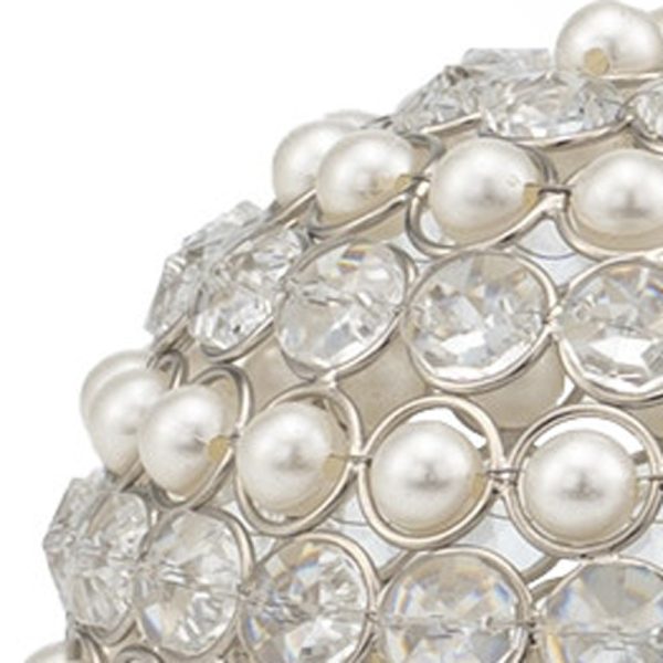 Set Of Two 5" Silver And Clear Faux Crystal Decorative Orb Sculptures - Image 3
