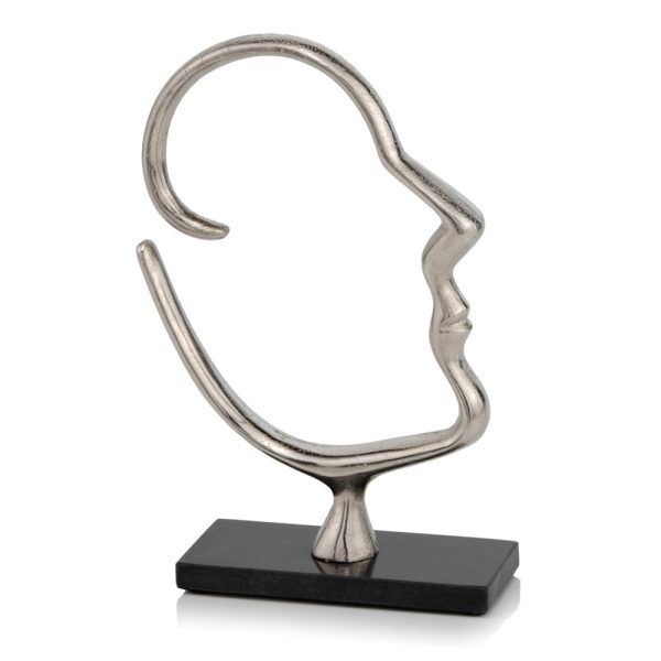 12" Black and Silver Marble and Aluminum Tabletop Sculpture - Image 3