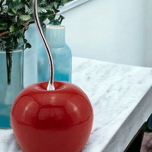 21" Red and Silver Aluminum Tabletop Sculpture