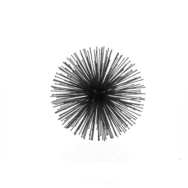 8" Black Iron Decorative Orb Tabletop Sculpture - Image 2