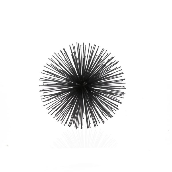 8" Black Iron Decorative Orb Tabletop Sculpture - Image 3