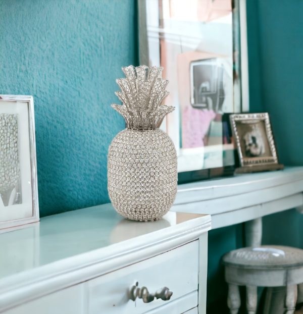 23" Glam Bling Faux Crystal and Silver Pineapple - Image 2