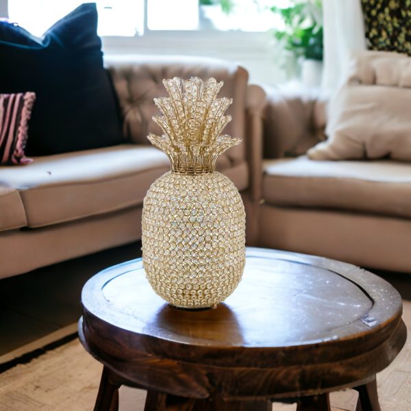 23" Glam Bling Faux Crystal and Gold Pineapple - Image 2
