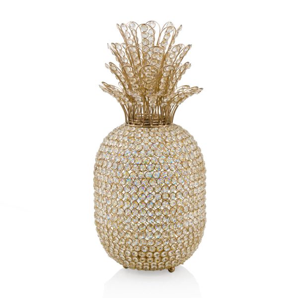 23" Glam Bling Faux Crystal and Gold Pineapple
