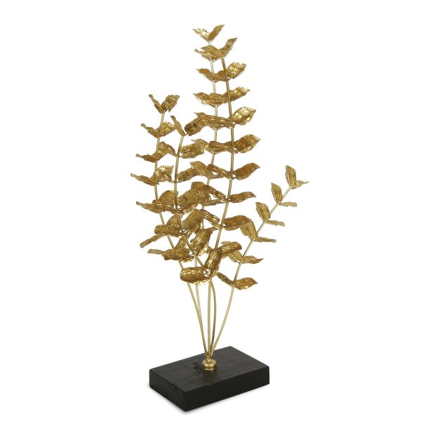 21" Gold and Black Metal Leaf Hand Painted Tabletop Sculpture - Image 3