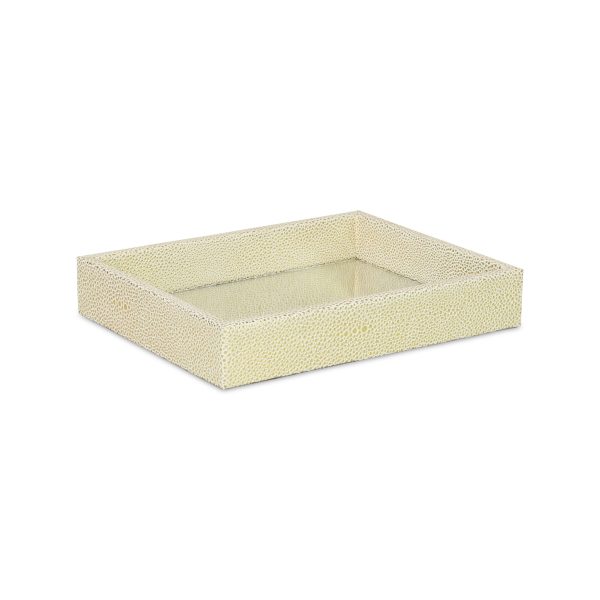 10" White and Gold Rectangular Wood Handmade Serving Tray - Image 2