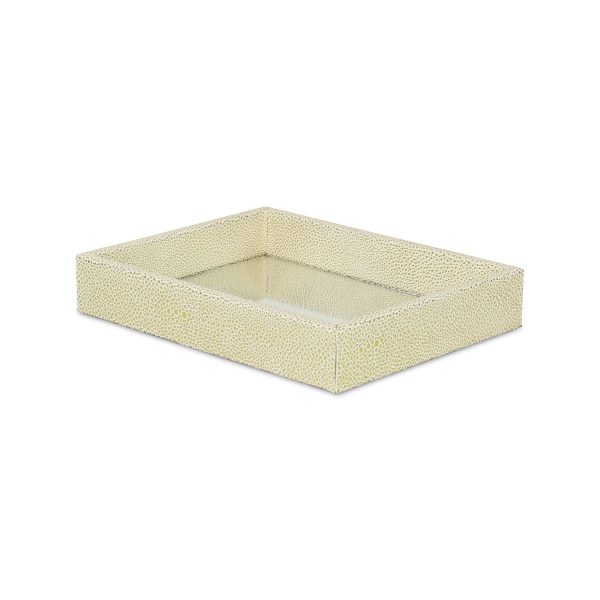 10" White and Gold Rectangular Wood Handmade Serving Tray - Image 3