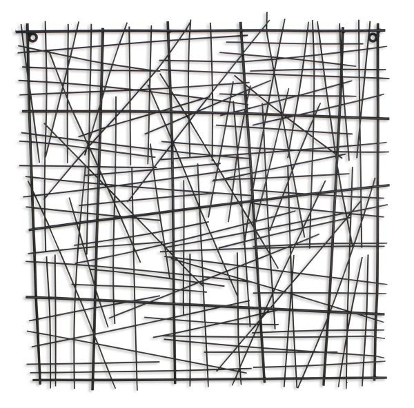 32" X 32" Black Handcrafted Abstract Lines Metal Hanging Dimensional Sculpture - Image 2
