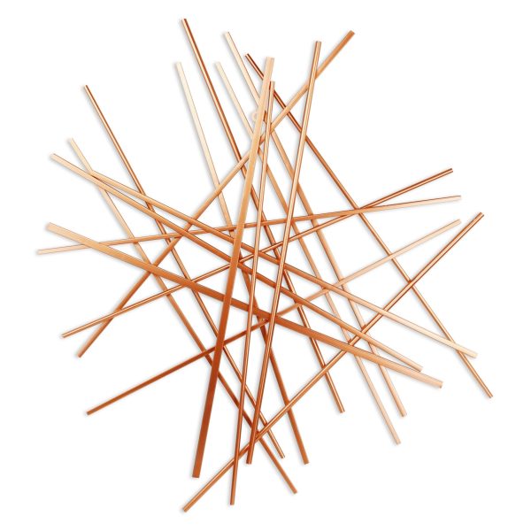 35" X 34" Rose Gold Metal Abstract Lines Hanging Dimensional Sculpture - Image 2