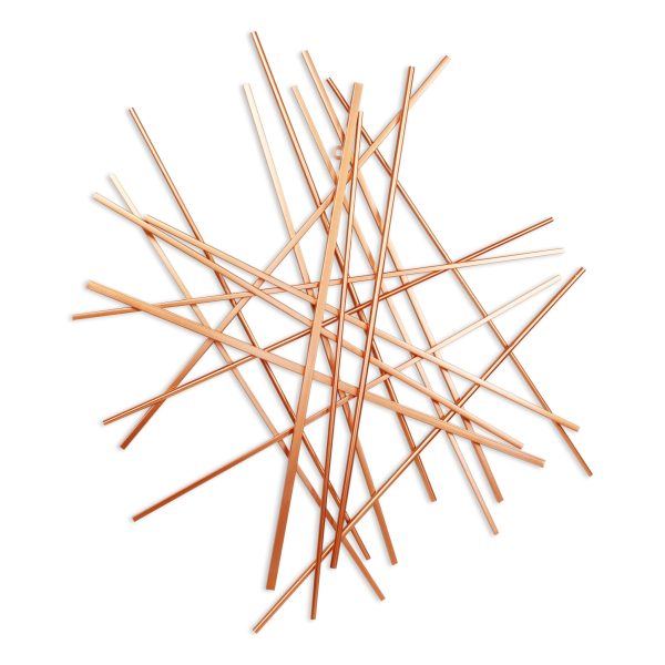 35" X 34" Rose Gold Metal Abstract Lines Hanging Dimensional Sculpture - Image 3