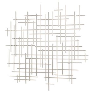 39" X 38" Silver  Metal Abstract Lines Hanging Dimensional Sculpture