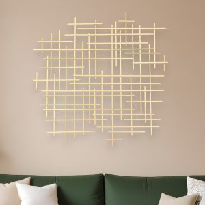31" X 31" Gold Metal Abstract Lines Hanging Dimensional Sculpture
