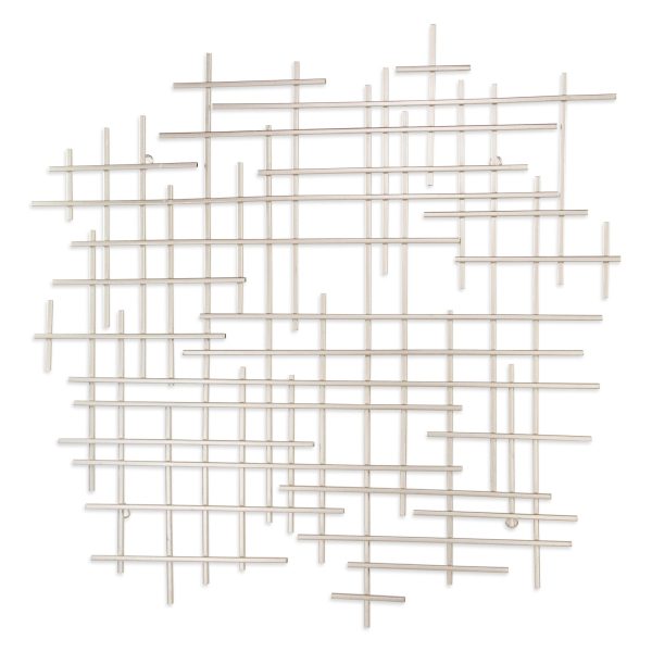 31" X 31" Silver Metal Abstract Lines Hanging Dimensional Sculpture - Image 2