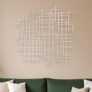 31" X 31" Silver Metal Abstract Lines Hanging Dimensional Sculpture