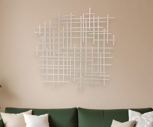 31" X 31" Silver Metal Abstract Lines Hanging Dimensional Sculpture