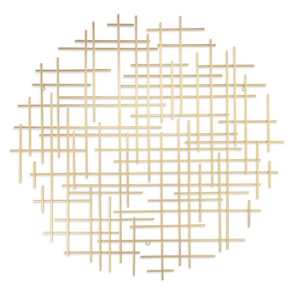 37" X 38" Gold  Metal Abstract Lines Round Hanging Dimensional Sculpture - Image 3