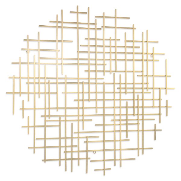 37" X 38" Gold  Metal Abstract Lines Round Hanging Dimensional Sculpture - Image 2