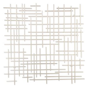 30" X 30" Silver Metal Abstract Lines Hanging Dimensional Sculpture