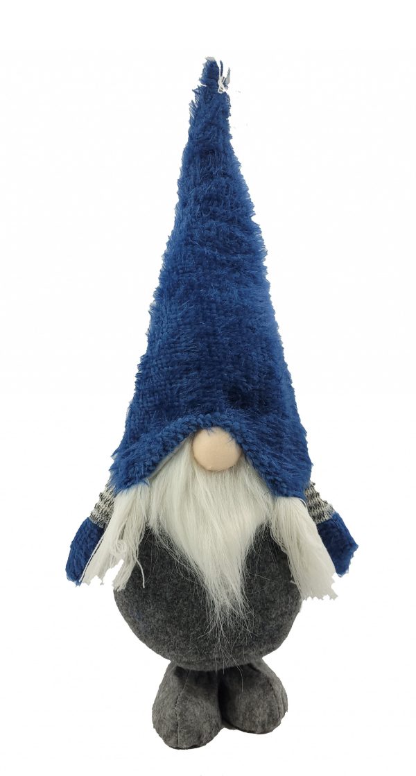 27" Blue And Gray Fabric Standing Gnome - Image 3