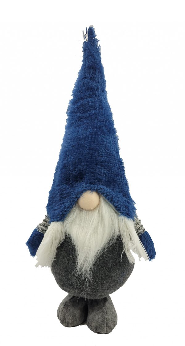 27" Blue And Gray Fabric Standing Gnome - Image 2