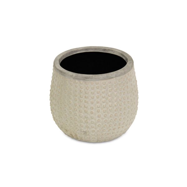 7" Beige Dot Ceramic Indoor Outdoor Round Pot Planter - Image 3
