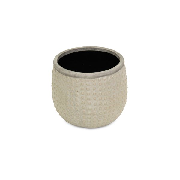 6" Beige Dot Ceramic Indoor Outdoor Round Pot Planter - Image 3
