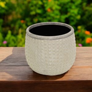 6" Beige Dot Ceramic Indoor Outdoor Round Pot Planter