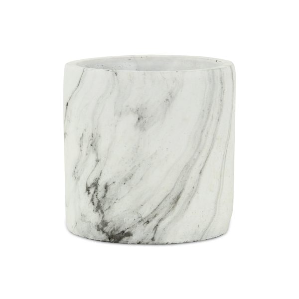 6" White and Gray Marbleized Ceramic Indoor Outdoor Round Pot Planter - Image 3