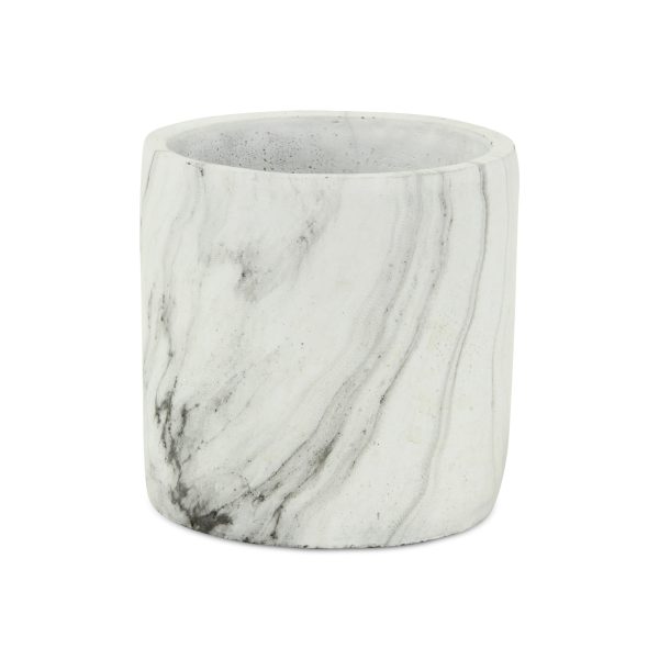 6" White and Gray Marbleized Ceramic Indoor Outdoor Round Pot Planter - Image 2