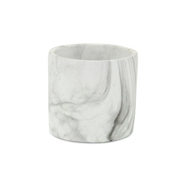 6" White and Gray Marbleized Ceramic Indoor Outdoor Round Pot Planter - Image 2