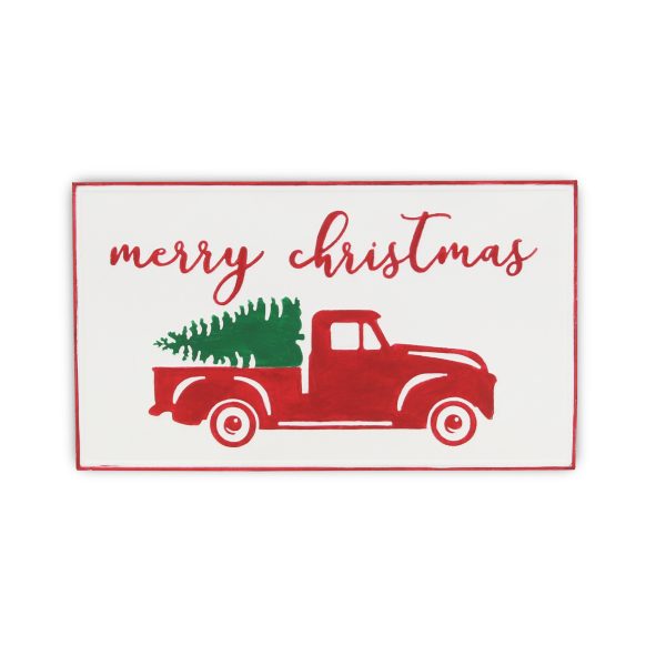14" X 23" White and Red Handcrafted Merry Christmas Metal Wall Decor - Image 2