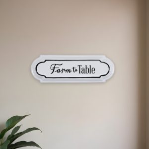 5" X 14" Black and White Farm To Table Metal Wall Decor