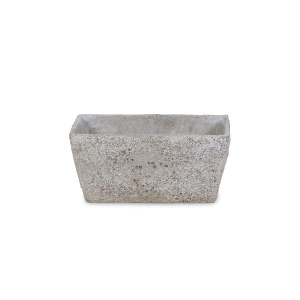 9" Gray Speckle Glaze Cement Indoor Outdoor Rectangular Pot Planter - Image 2