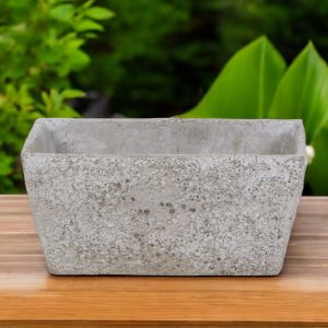 9" Gray Speckle Glaze Cement Indoor Outdoor Rectangular Pot Planter