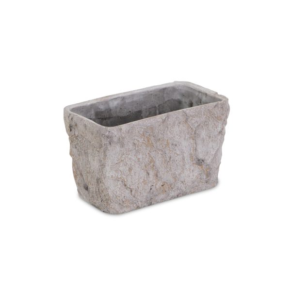 9" Gray Speckle Glaze Cement Indoor Outdoor Rectangular Pot Planter - Image 3