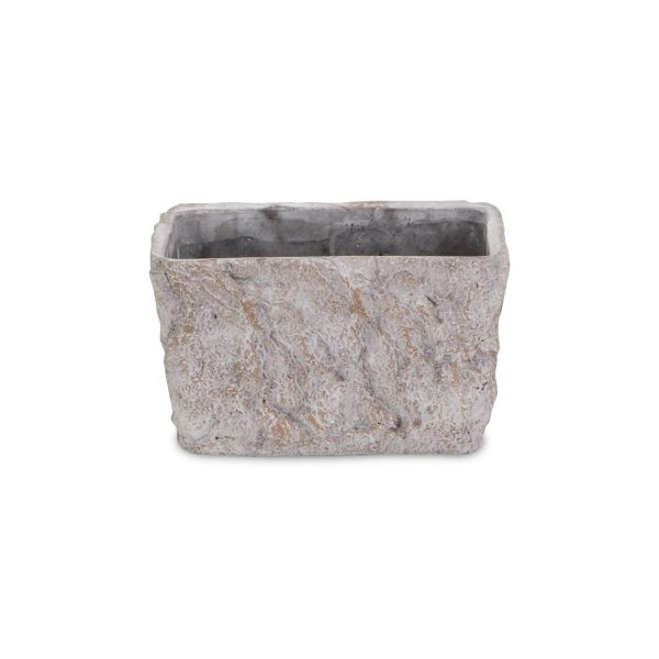 9" Gray Speckle Glaze Cement Indoor Outdoor Rectangular Pot Planter - Image 2