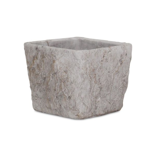 7" Gray Speckle Glaze Cement Indoor Outdoor Square Pot Planter - Image 3