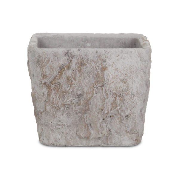 7" Gray Speckle Glaze Cement Indoor Outdoor Square Pot Planter - Image 2