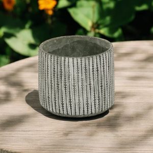 7" Gray Dot Cement Indoor Outdoor Round Pot Planter
