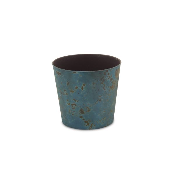 9" Blue Recycled Plastic Indoor Outdoor Round Pot Planter - Image 2