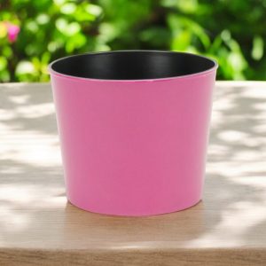 7" Hot Pink Recycled Plastic Indoor Outdoor Round Pot Planter