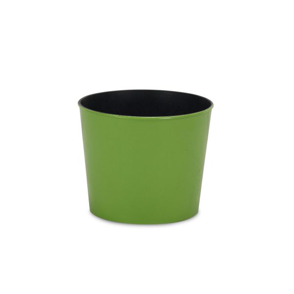 7" Lime Green Recycled Plastic Indoor Outdoor Round Pot Planter - Image 2