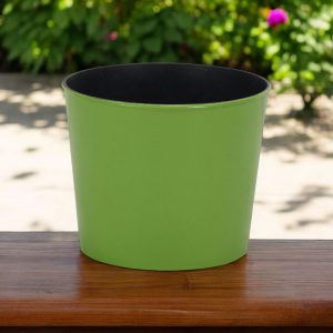 7" Lime Green Recycled Plastic Indoor Outdoor Round Pot Planter