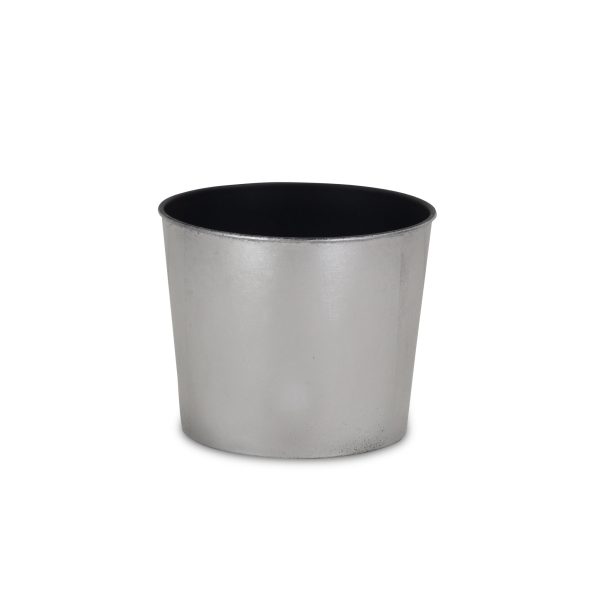 7" Silver Recycled Plastic Indoor Outdoor Round Pot Planter - Image 2