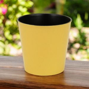 7" Yellow Recycled Plastic Indoor Outdoor Round Pot Planter