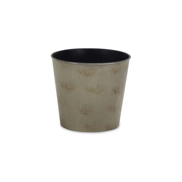 7" Gray Recycled Plastic Indoor Outdoor Round Pot Planter - Image 2