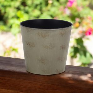 7" Gray Recycled Plastic Indoor Outdoor Round Pot Planter